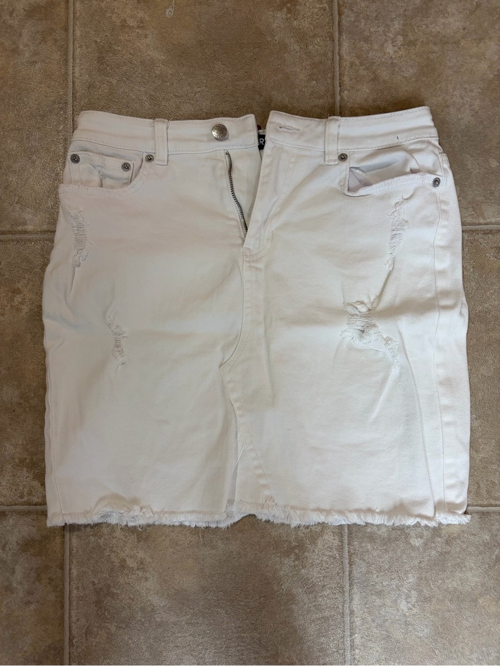 Joe Fresh White Distressed Mini Skirt